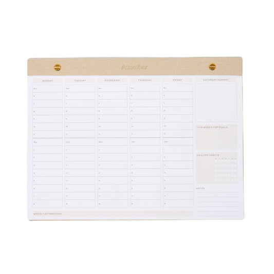 Achievher A4 Ecru Linen Weekly Planner