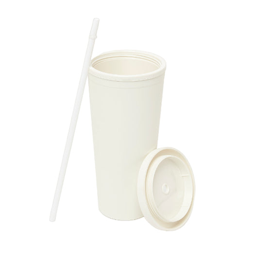 White Water Bottle With Straw