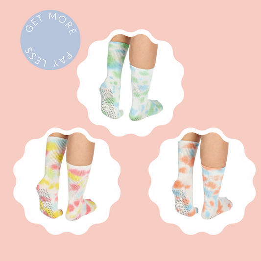 3 Pack Crew Tie Dye Yoga Socks