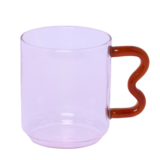 Decor Curve Glass Mug, Pink