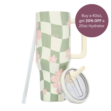 40 Oz Hydrator Bottle - Floral Gingham