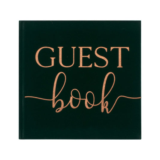 Green Velvet Bronze Foiled Guest Book