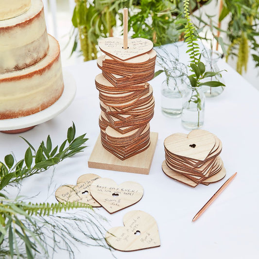 Wooden Stacking Heart Guest Book