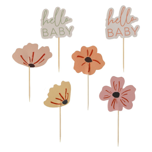 Paper Floral Cupcake Toppers