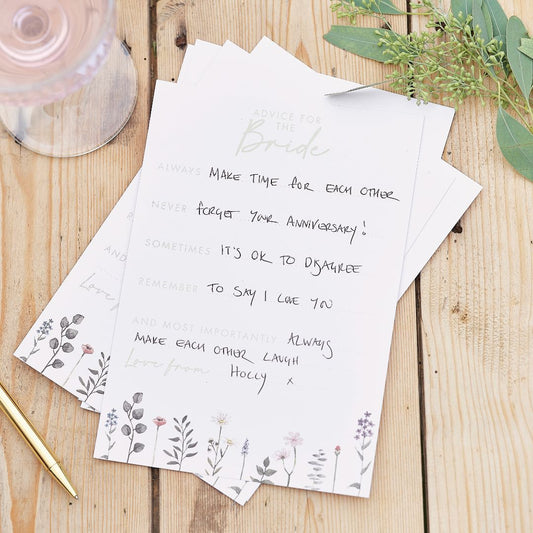 Advice Cards - Floral Advice to the Bride Cards