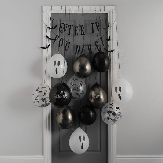 Enter If You Dare Halloween Door Decoration Kit with Balloons, Bunting & Bats