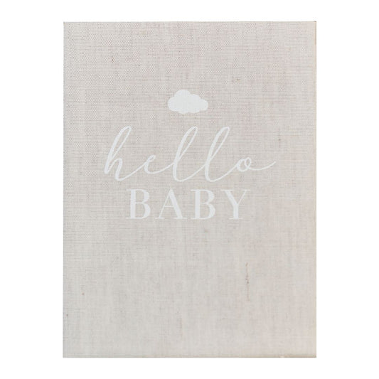 Hello Baby Neutral Linen Baby Journal Book