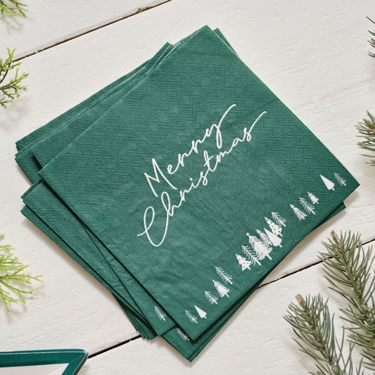 Napkin - Merry Christmas - Green