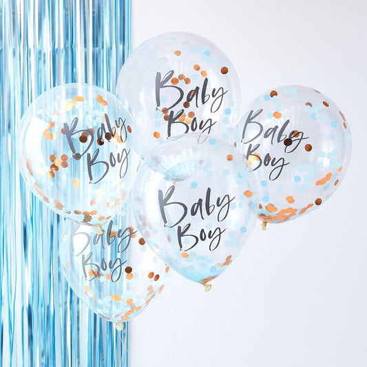 Blue Baby Boy Baby Shower Confetti Balloons