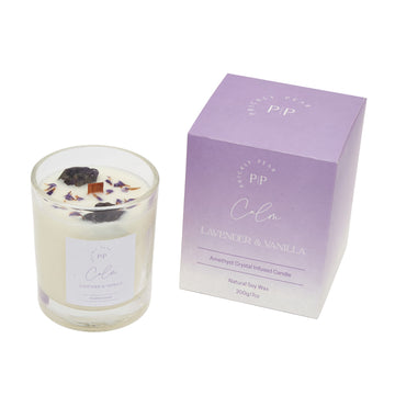 Amethyst Crystal 'Calm' Lavender & Vanilla Scented Candle