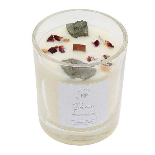 Moonstone Crystal 'Peace' Pear & Freesia Scented Candle