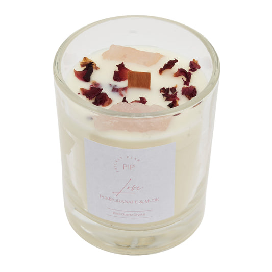 Rose Quartz Crystal 'Love' Pomegranate & Musk Scented Candle