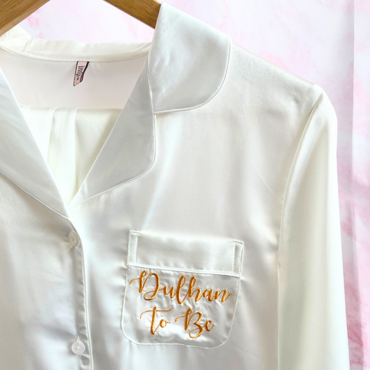 Dulhan To Be Pyjamas - White & Gold (Small