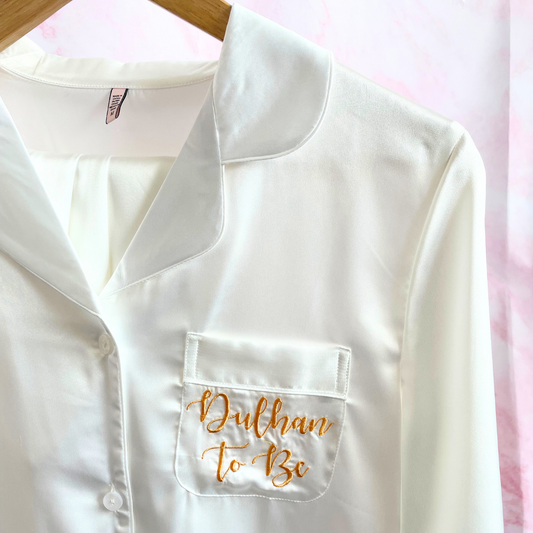 Dulhan To Be Pyjamas - White & Gold (Medium)