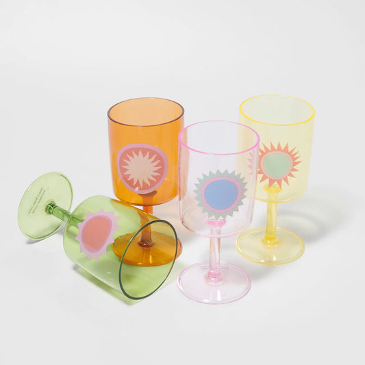 Poolside Wine Glass Rio Sun Multi Set of 4