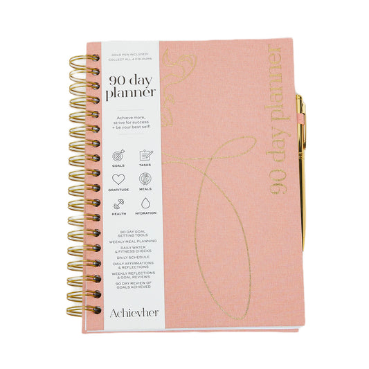 Rose Linen 90 Day Planner + Pen B5 Size