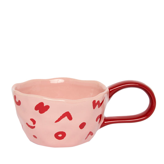 Artsy Abstract Mug, Pink & Red