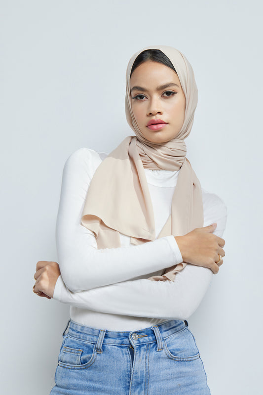 Modest Beyond Sustainable Recycled Chiffon Hijab - Latte