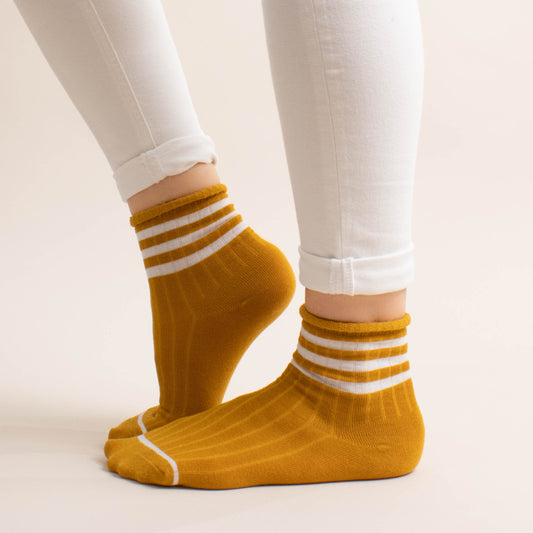 soft stripe roll top sock