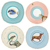 Set of 4 cake plates dog, fish, elephant, cheetah