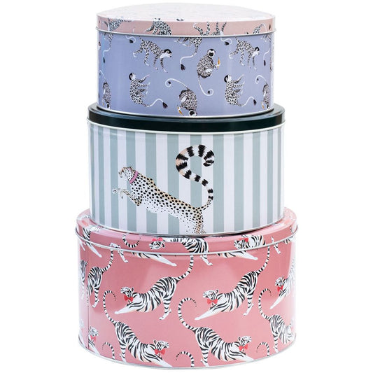 Set of Three Round Animal Cake Tins