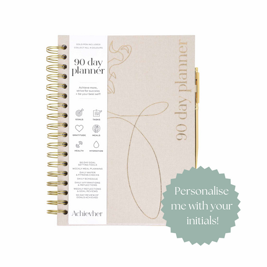 Ecru Linen 90 Day Planner + Pen B5 Size