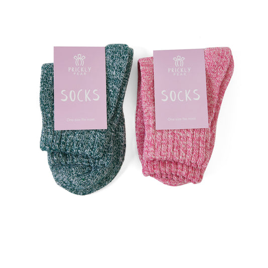 2 pack of pink & green socks