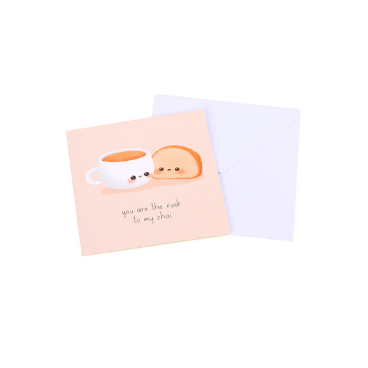 Food Couples Greeting Card - Chai & Rusk