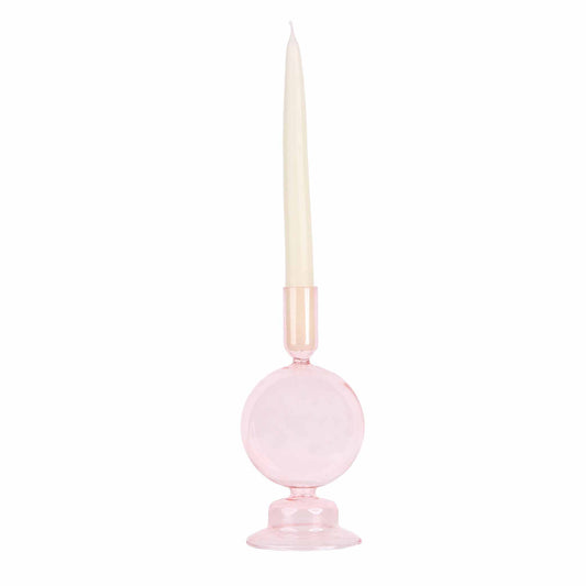 Crystal Ball Candle Holder Pink