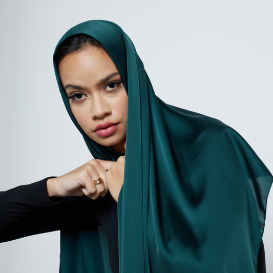 Modest Beyond Sustainable Recycled Satin Hijab - Emerald Green