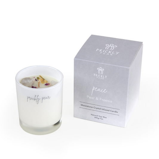 The 'Peace' Moonstone Crystal Candle