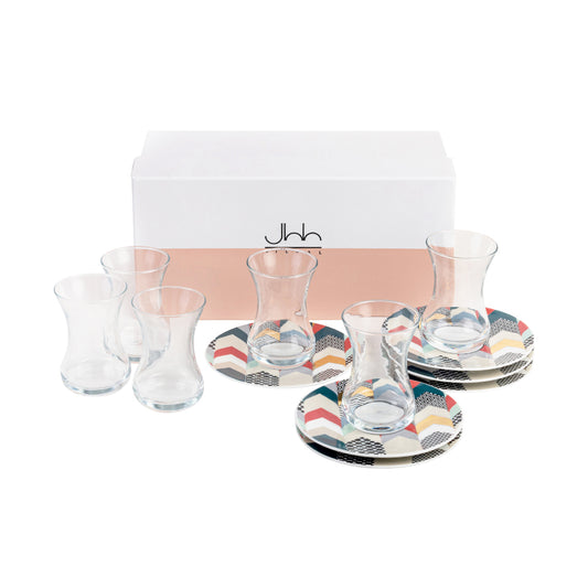 Gift Set of 6 Silsal x Sabr 'Layalee' Istikanah Teacup & Saucer