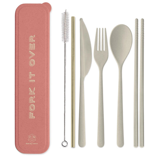 Portable Flatware Set with Gold Straw - Fork It Over