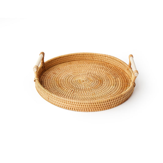 'Boule' Rattan Tray w/ Handles
