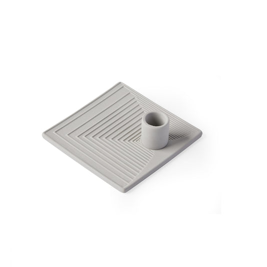 'Agatha' Candlestick Holder, Grey