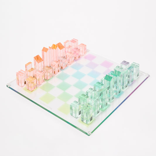 Luxurious Lucite Chess & Checkers Aurora