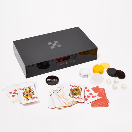 Luxurious Lucite Poker Set in Sepia Citrus