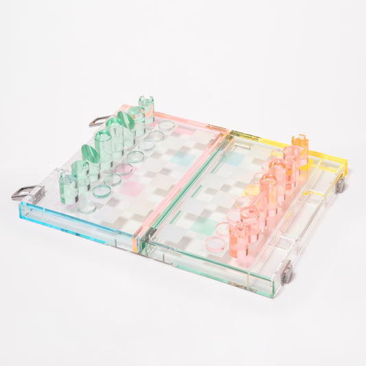 Mini Lucite Chess & Checkers Aurora