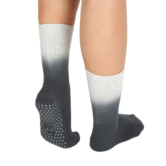 Grey Ombre Grippy Crew Yoga Socks