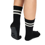 Black Striped Grippy Crew Yoga/Pilates Socks