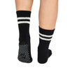 Black Striped Grippy Crew Yoga/Pilates Socks