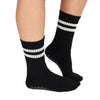 Black Striped Grippy Crew Yoga/Pilates Socks