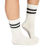 White Striped Grippy Crew Yoga/Pilates Socks
