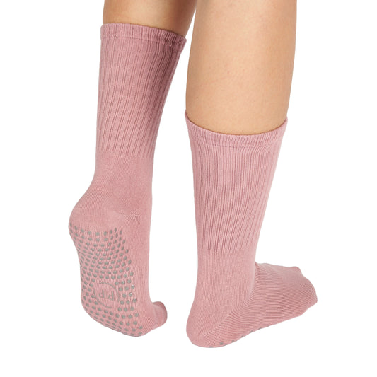 Pink Grippy Crew Yoga Socks