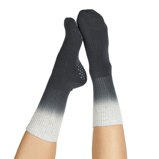 Grey Ombre Grippy Crew Yoga Socks