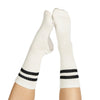 White Striped Grippy Crew Yoga/Pilates Socks