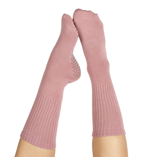 Pink Grippy Crew Yoga/Pilates Socks