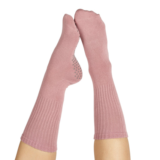 Pink Grippy Crew Yoga Socks