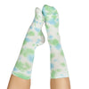 Tie Dye Blue & Green Grippy Crew Yoga/Pilates Socks