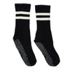 Black Striped Grippy Crew Yoga Socks